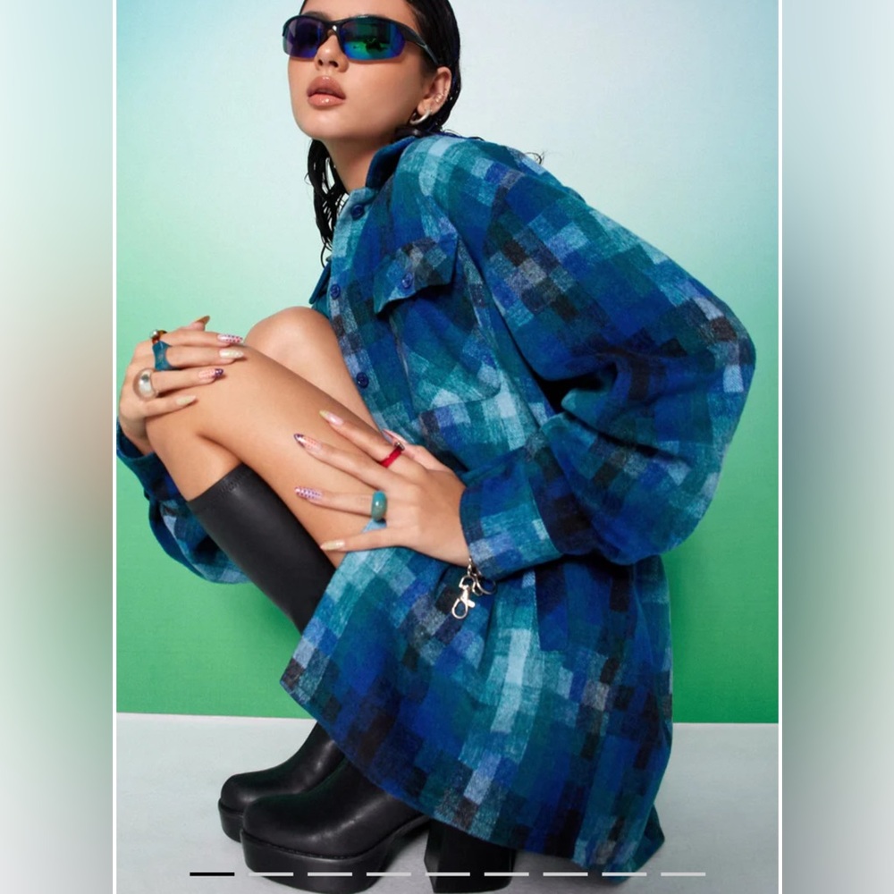 MOTEL X OLIVIA NEILL Medita Shirt In Check Blue 💖